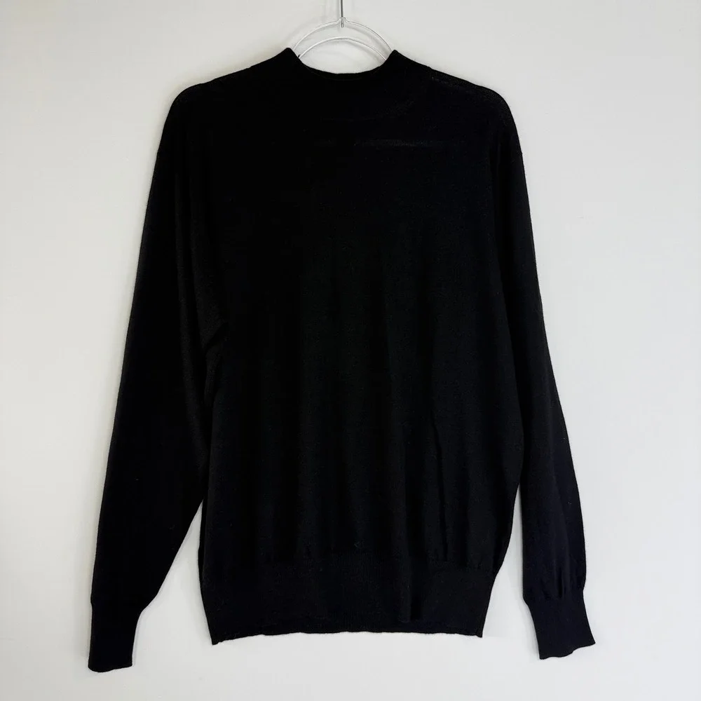 Neiman Marcus Mock Neck Sweater Mens Large Black Silk Cashmere Blend Luxury